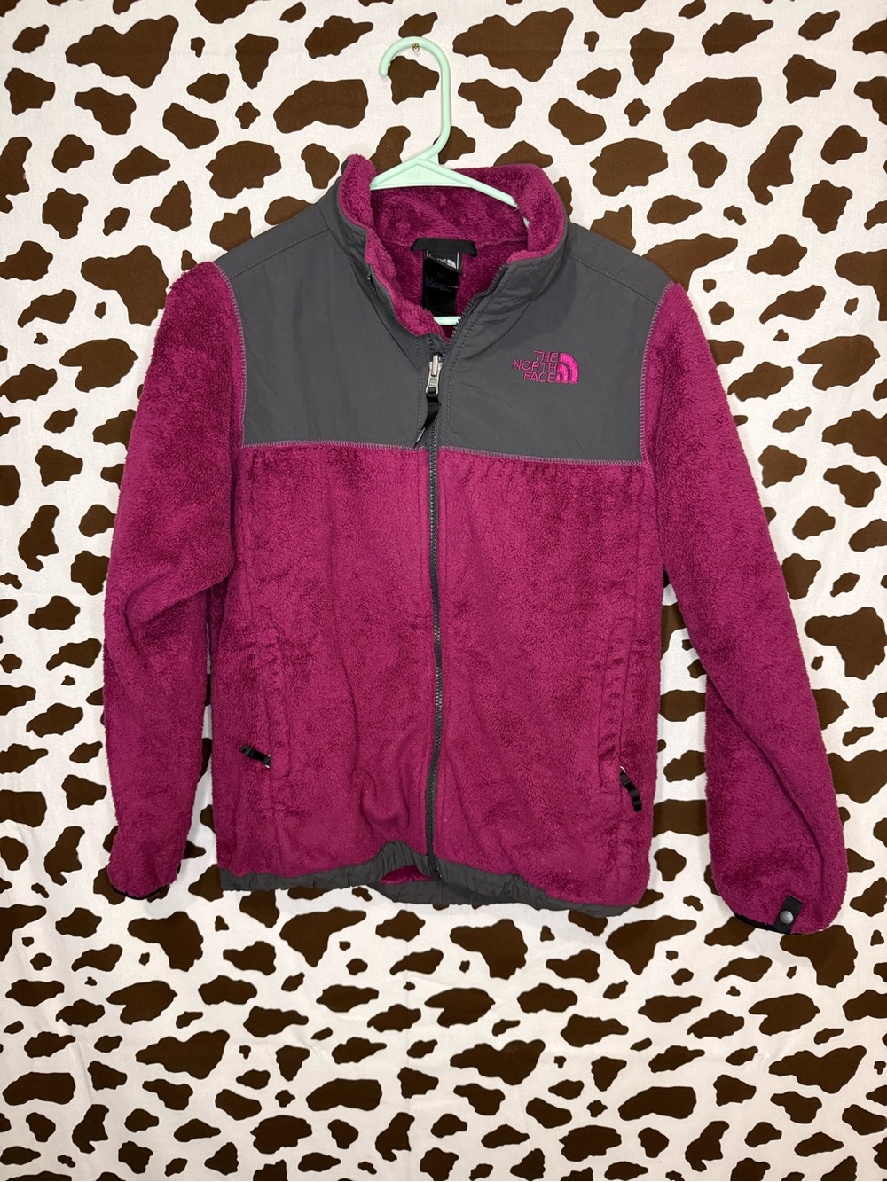 The North Face Kids Magenta and Gray Fleece Jacket